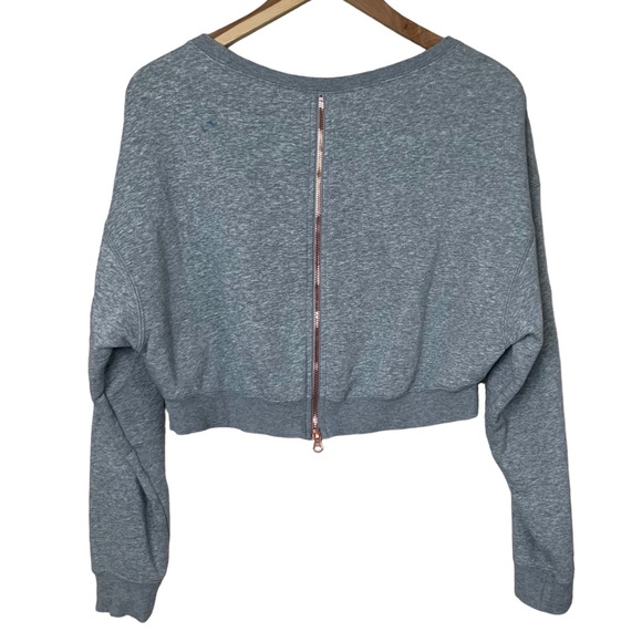 Nike Air Rally Crew Cropped Sweatshirt Back Zip Gray Metallic Rose Gold X-Small - Picture 3 of 16